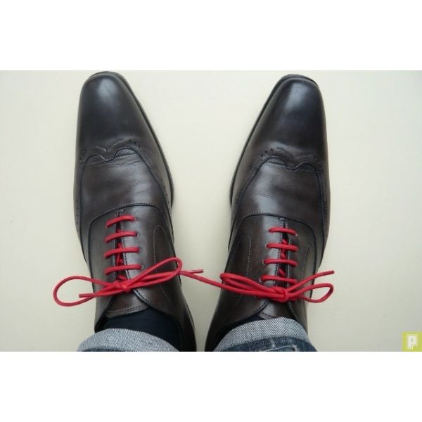 Lacets pour chaussures fins cires 75cm Rouge