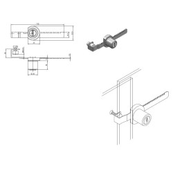 Serrure amovible pour vitrine portes en verre coulissante