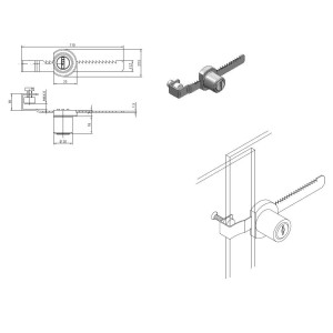 Serrure amovible pour vitrine portes en verre coulissante