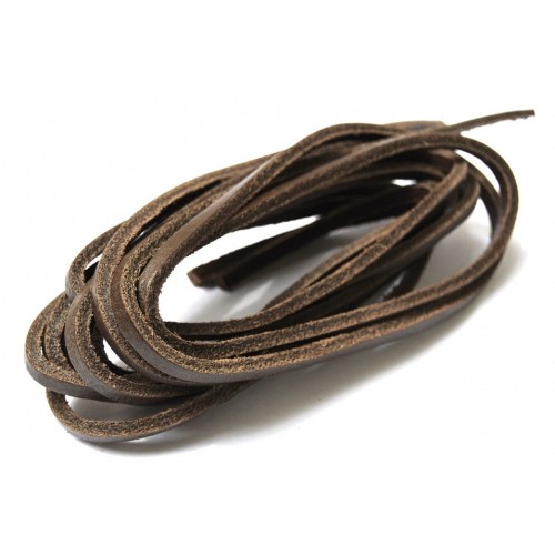 Lacets pour chaussures bateaux en cuir carré marron foncé
