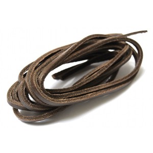 Lacets pour chaussures bateaux en cuir carré marron foncé