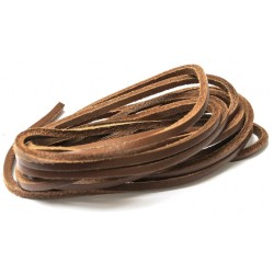 Lacets pour chaussures bateaux en cuir carré marron moyen