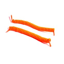 Lacets élastique à spirales torsadés orange fluo pour chaussures