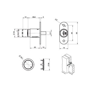 Serrure pour meuble en applique à cylindre