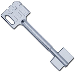 Clé Mauer double panneton double tige pour coffre fort 115mm