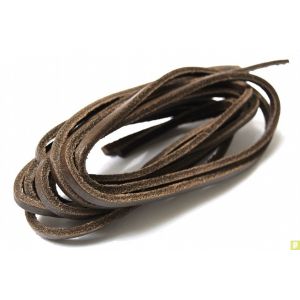 Lacets pour chaussures bateaux en cuir carr marron fonc