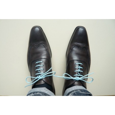 Lacets fins cirés 75cm - Bleu clair