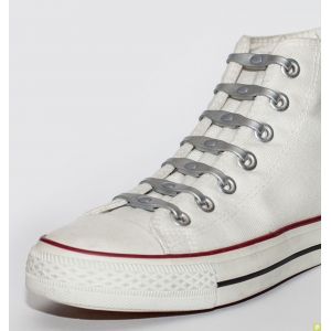 Lacets lastiques silicone gris argent